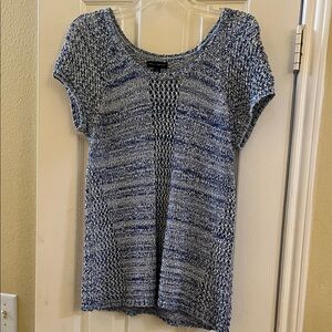 Willi Smith Navy and White Knit Short Sleeve Top